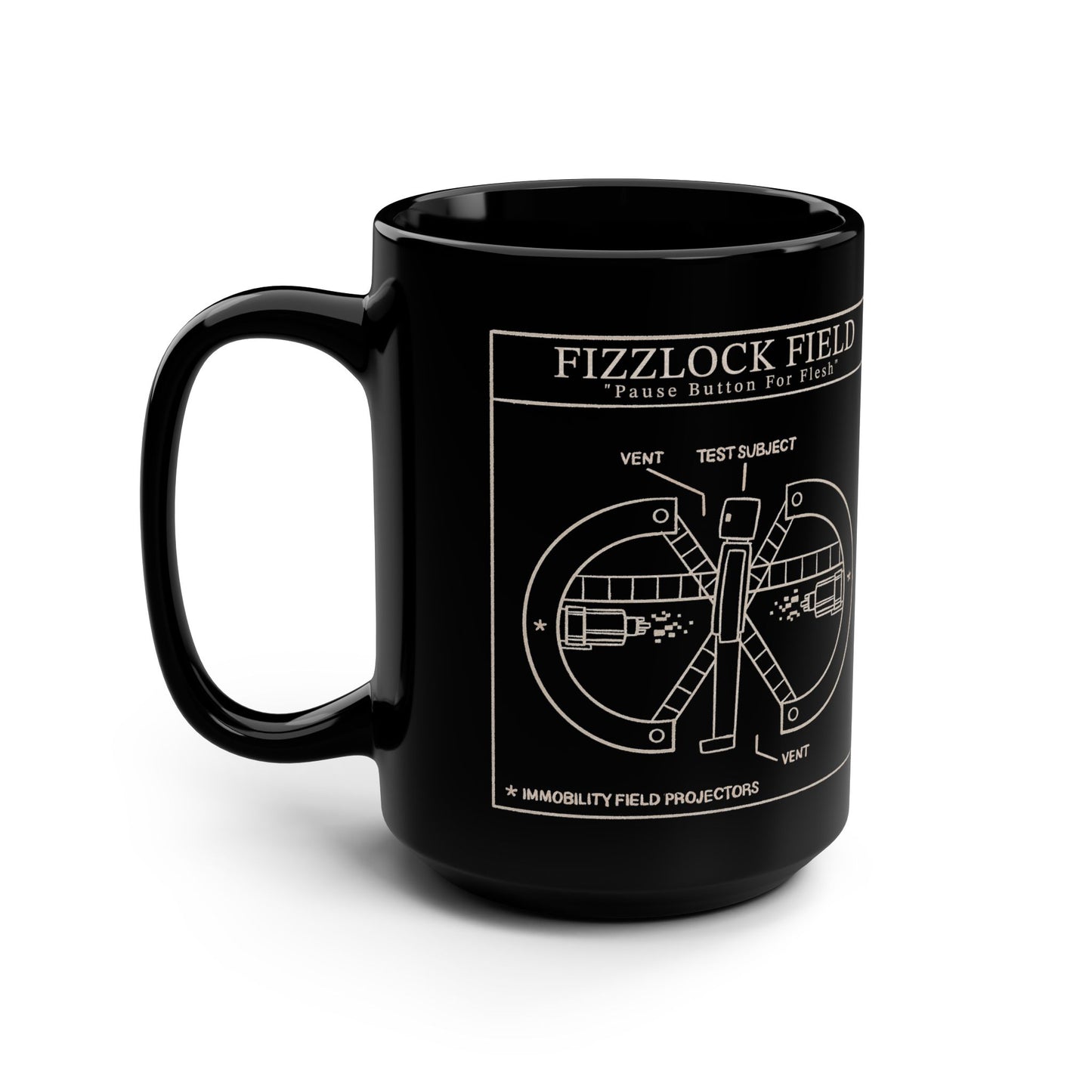 Schematics Black 15oz Mug — Scorpion and Lock Diagram Coffee Cup