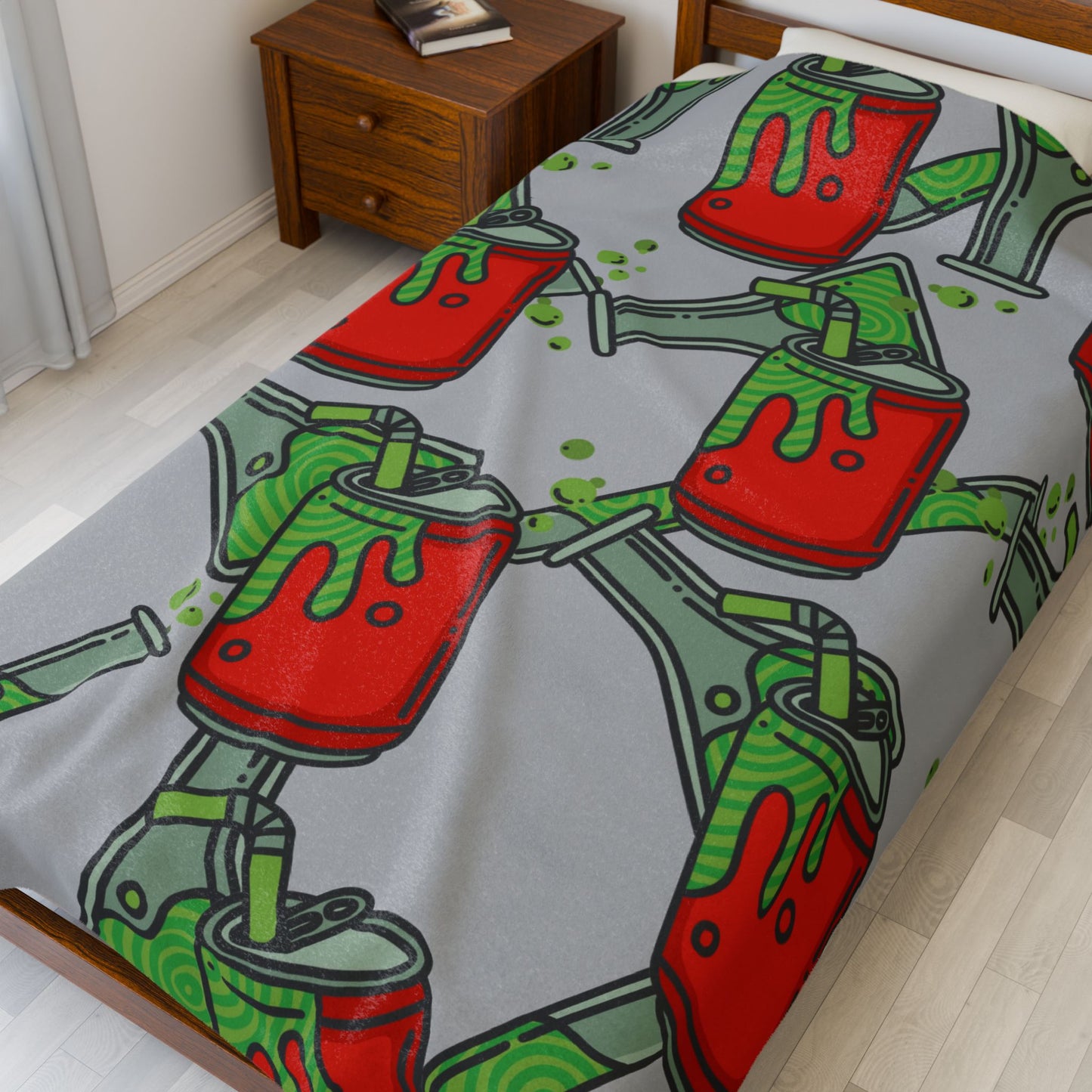 Science Potion Pattern Velveteen Plush Blanket – Cute Green & Red Beakers Throw for Kids, Teens & Science Lovers