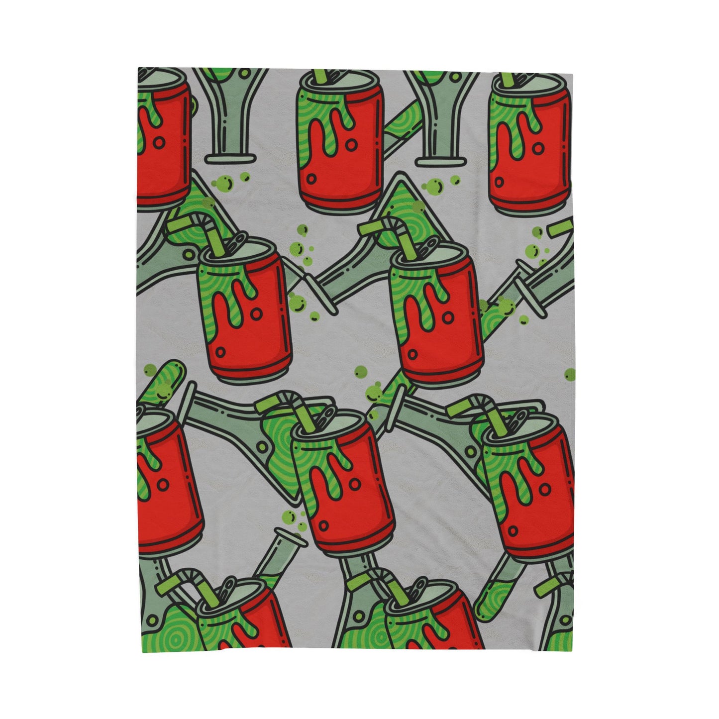 Science Potion Pattern Velveteen Plush Blanket – Cute Green & Red Beakers Throw for Kids, Teens & Science Lovers