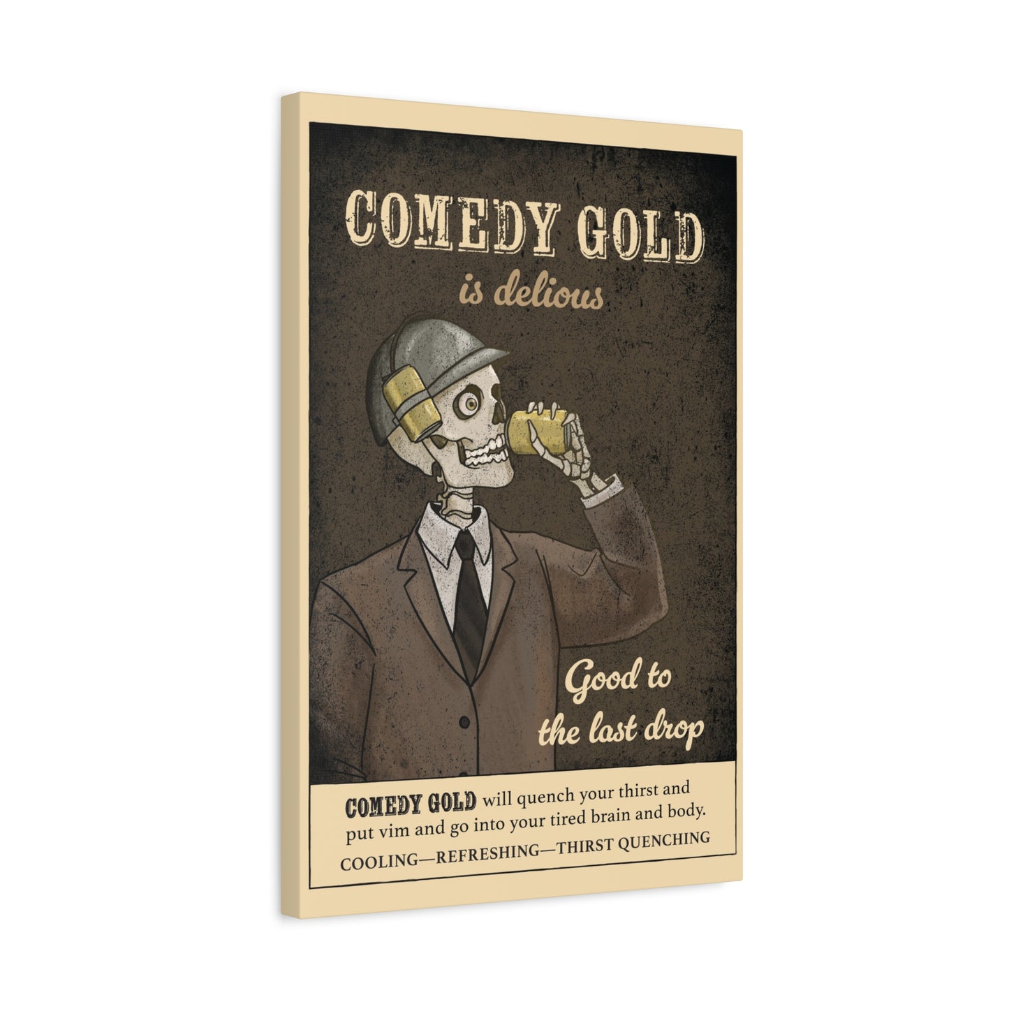Comedy Gold Vintage Poster Canvas - "Comedy Gold is Delicious" Stretched Wall Art