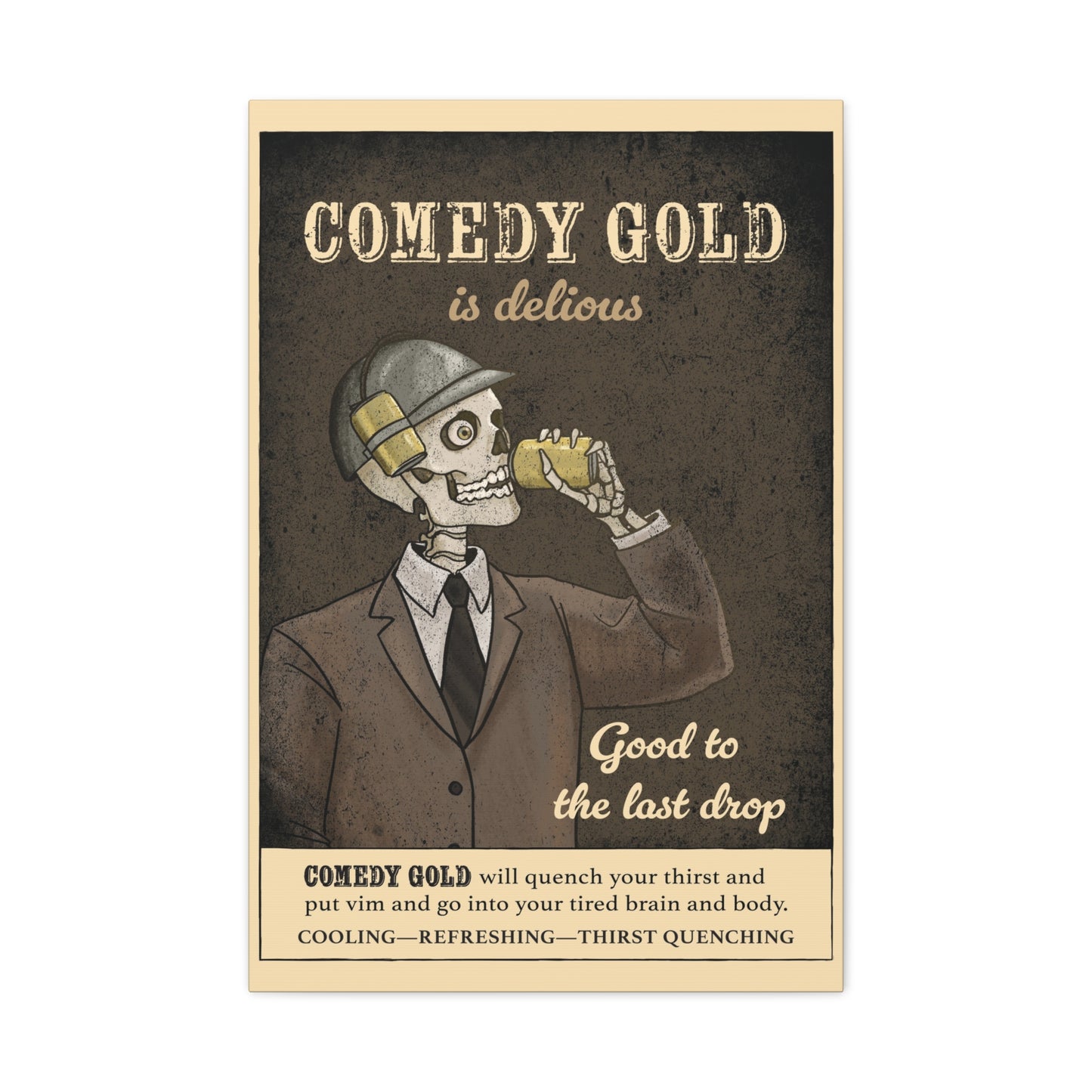 Comedy Gold Vintage Poster Canvas - "Comedy Gold is Delicious" Stretched Wall Art