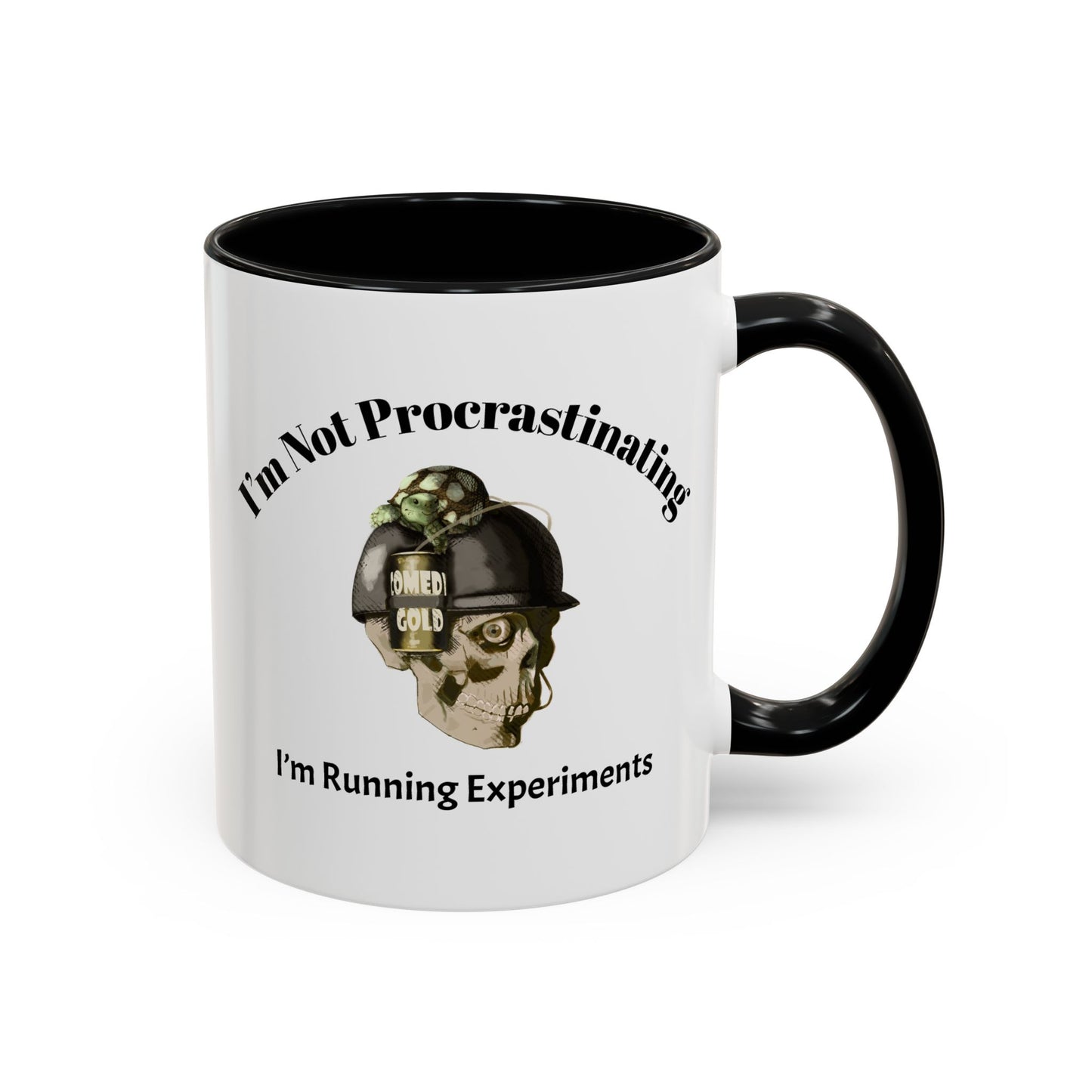 Coffee Mug — “I’m Not Procrastinating, I’m Running Experiments” Skull Design