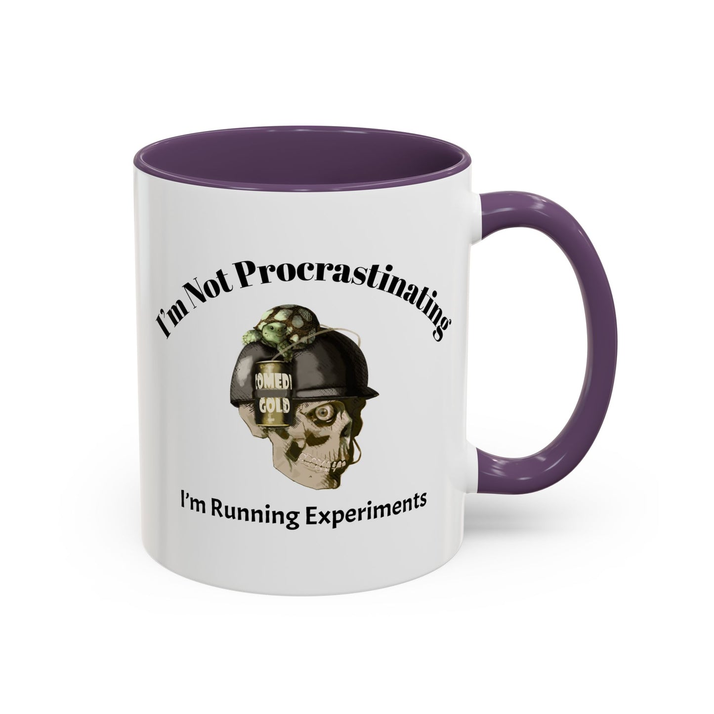 Coffee Mug — “I’m Not Procrastinating, I’m Running Experiments” Skull Design