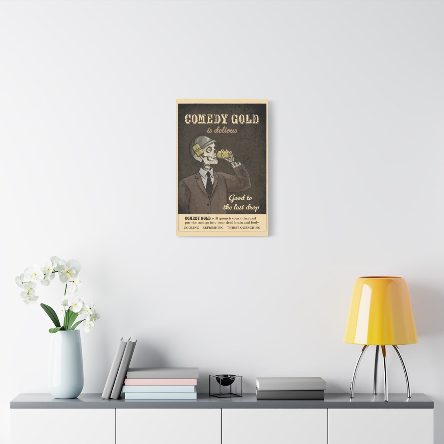 Comedy Gold Vintage Poster Canvas - "Comedy Gold is Delicious" Stretched Wall Art