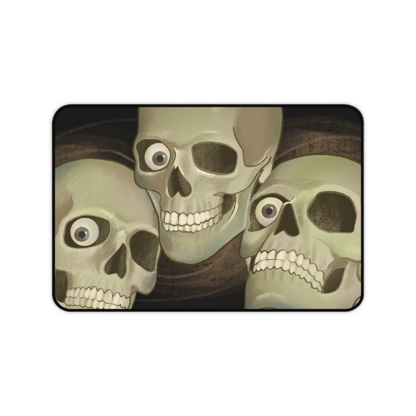 Soda Skull Trio Desk Mat — Spooky Gothic Skull Mouse Pad for Cool People