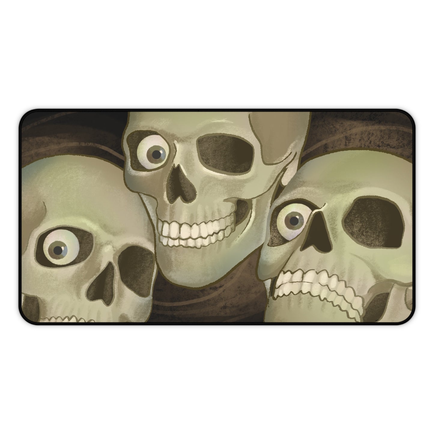 Soda Skull Trio Desk Mat — Spooky Gothic Skull Mouse Pad for Cool People