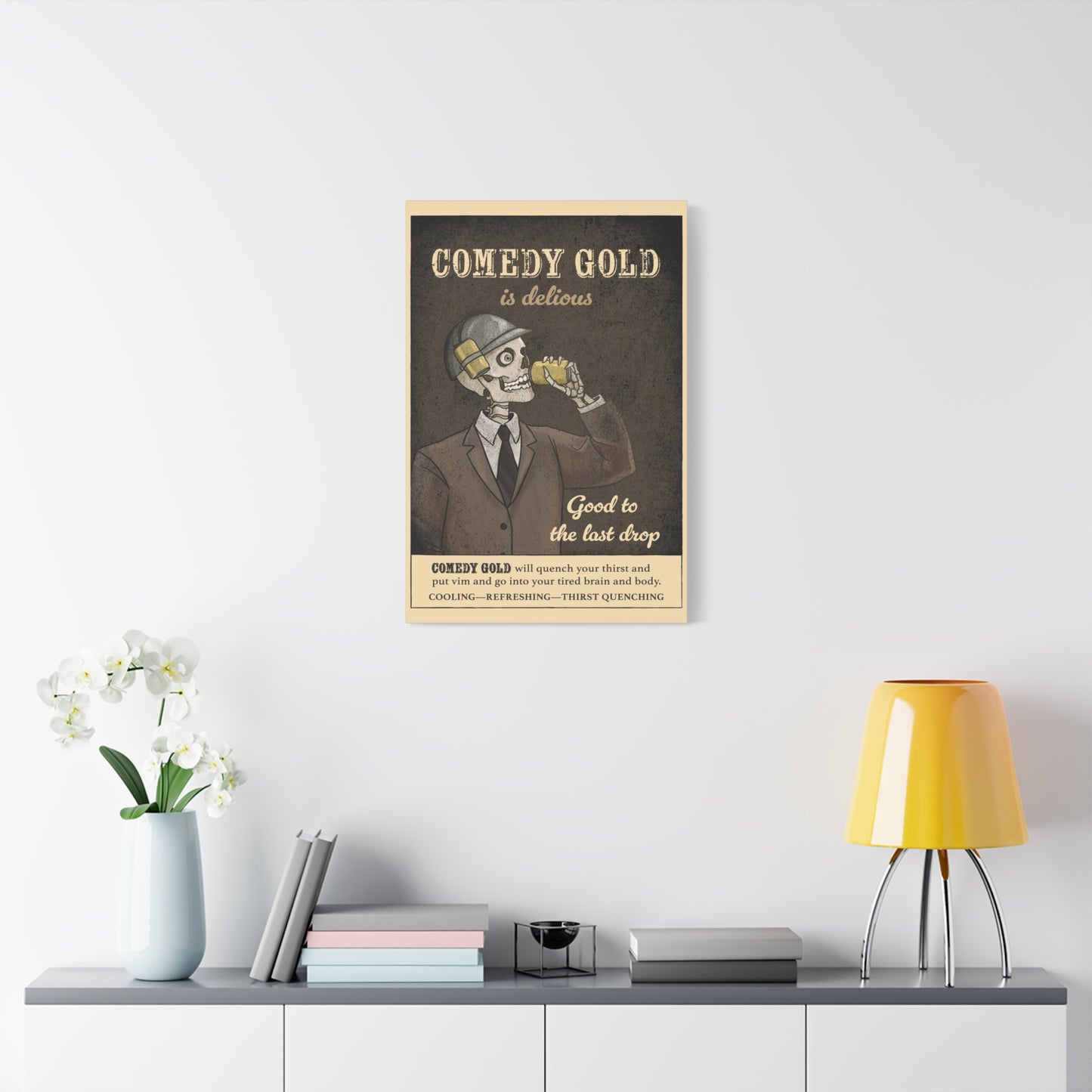 Comedy Gold Vintage Poster Canvas - "Comedy Gold is Delicious" Stretched Wall Art