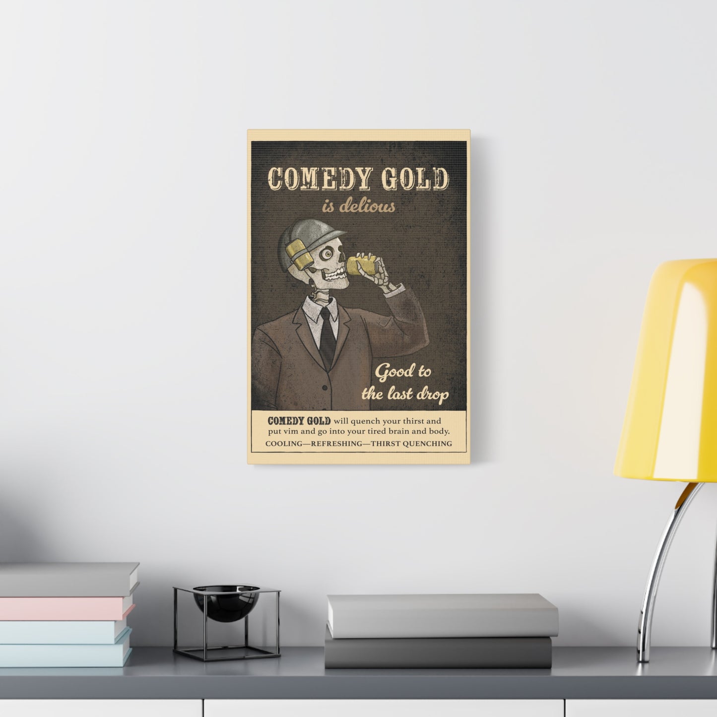 Comedy Gold Vintage Poster Canvas - "Comedy Gold is Delicious" Stretched Wall Art