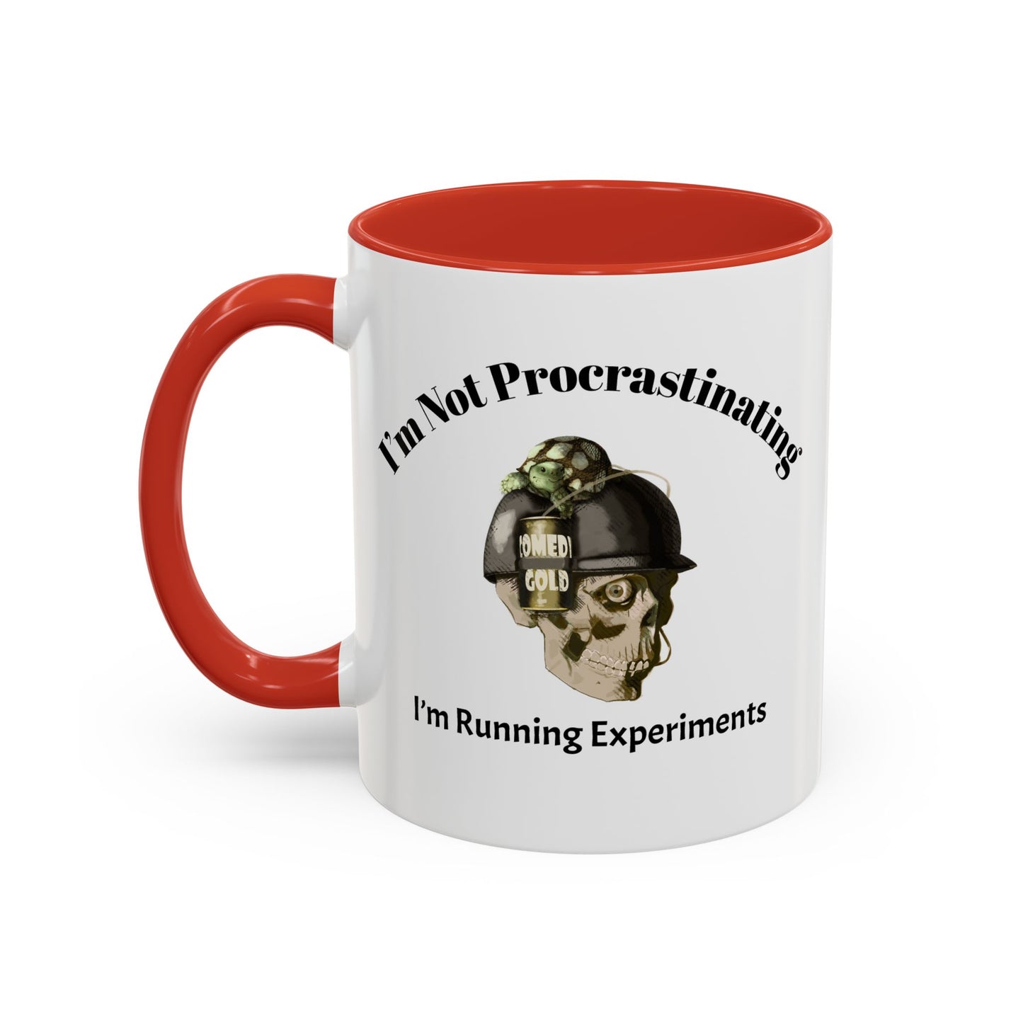 Coffee Mug — “I’m Not Procrastinating, I’m Running Experiments” Skull Design