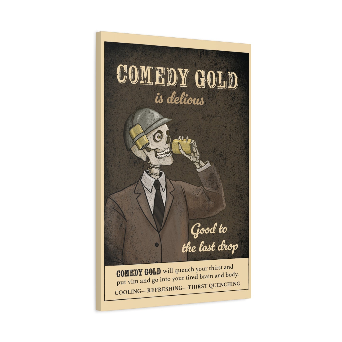 Comedy Gold Vintage Poster Canvas - "Comedy Gold is Delicious" Stretched Wall Art
