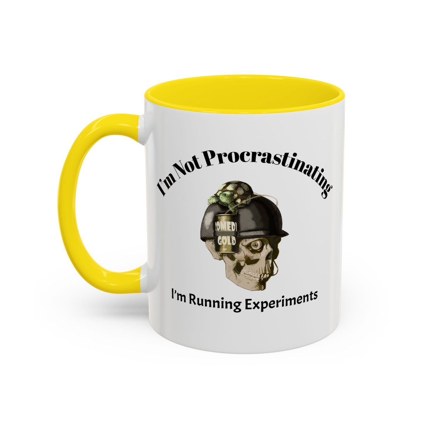 Coffee Mug — “I’m Not Procrastinating, I’m Running Experiments” Skull Design
