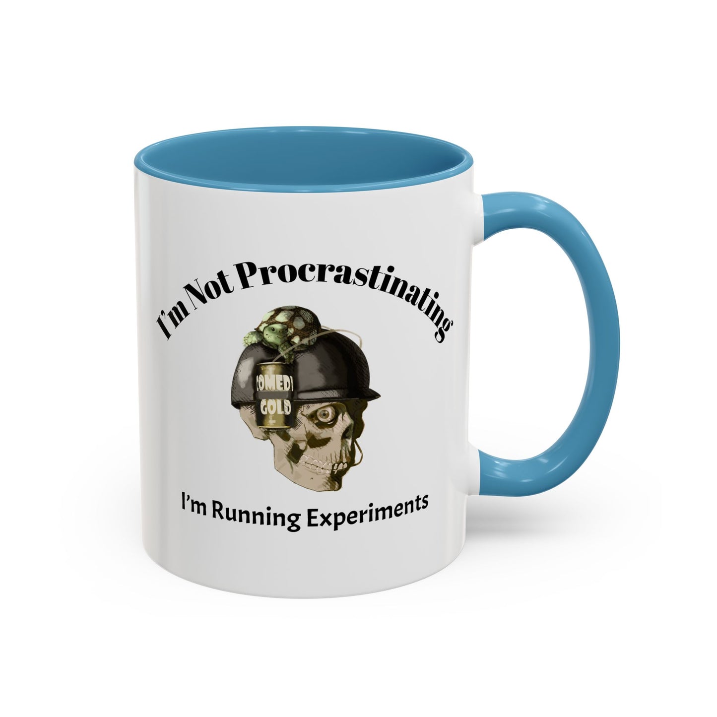 Coffee Mug — “I’m Not Procrastinating, I’m Running Experiments” Skull Design