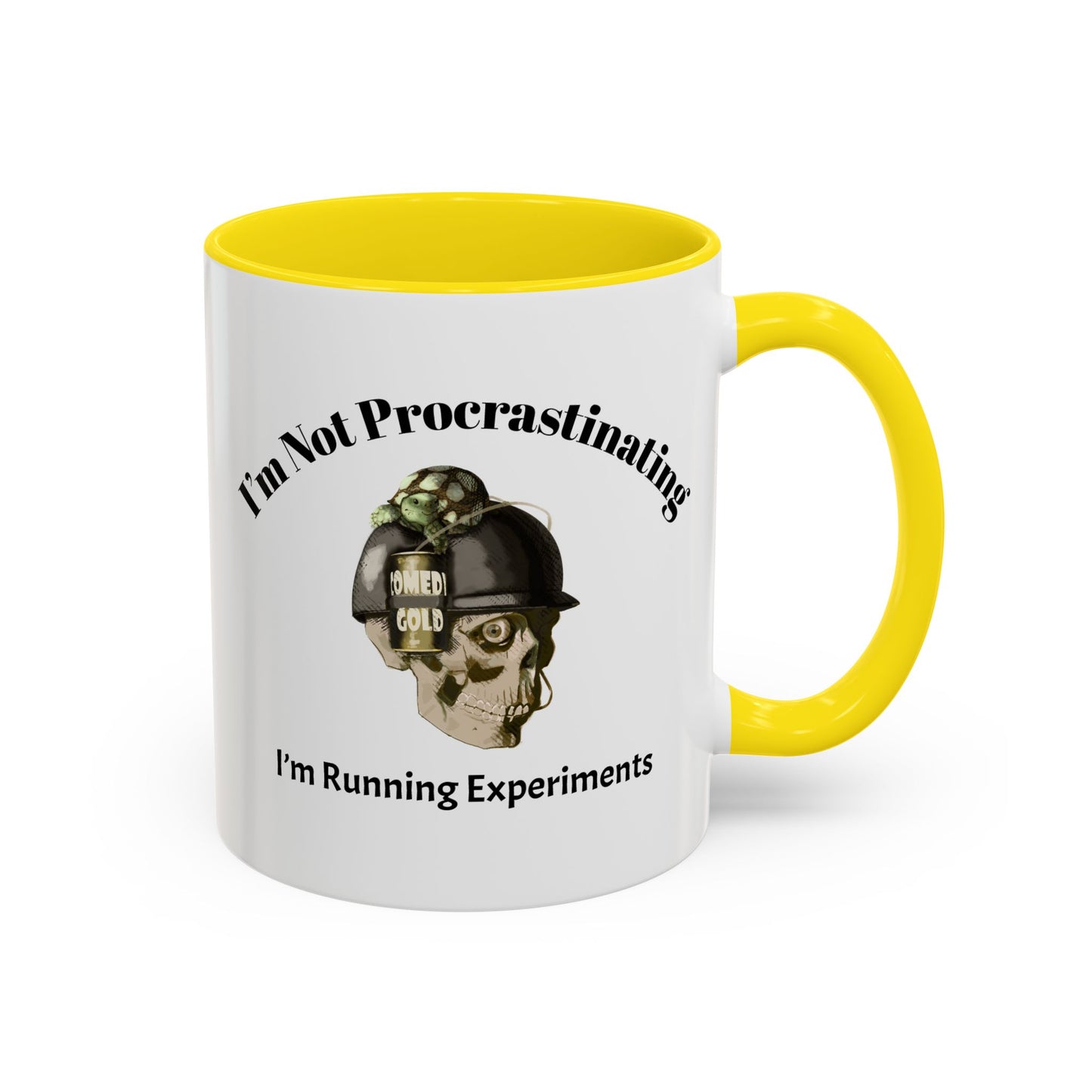 Coffee Mug — “I’m Not Procrastinating, I’m Running Experiments” Skull Design
