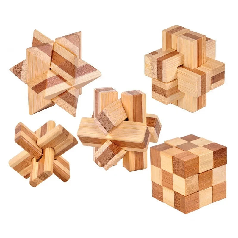 Wooden Kong Ming Lock Lu Ban Lock IQ Brain Teaser Puzzle Games Children 3D Puzzles for Adults Kids Montessori Educational Toys